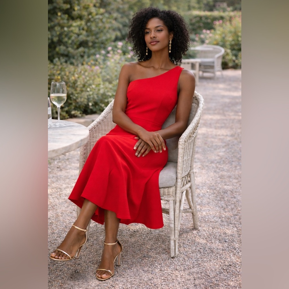 Tuckernuck x India Hicks Scarlet Carmen One Shoulder Midi Dress NWT Size S - Picture 13 of 15